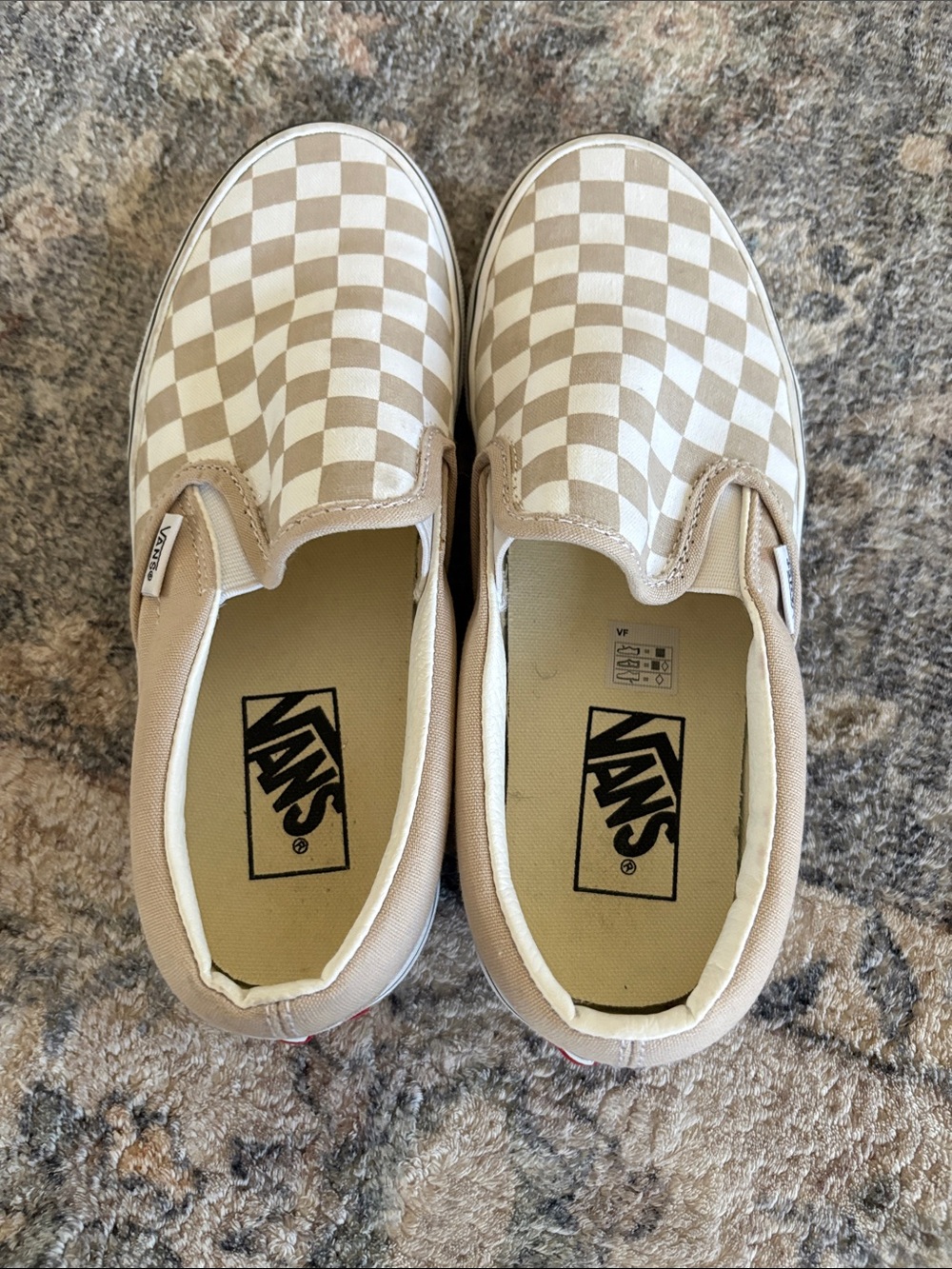 Vans Slip-On Checkerboard Beige & White Sneakers